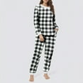 thumbnail image 4 of Mifsaly Womens Pajama Set Plaid Fuzzy Fleece Warm Pjs 2 Piece Long Sleeve Crewneck Thermal Sleepwear High Waist Cozy Pants with Pockets Lounge Matching Outfits Winter Homewear, 4 of 5