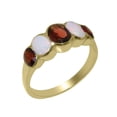 thumbnail image 1 of LBG British Made Solid 10k Yellow Gold Natural Garnet & Opal Womens Band Ring - 33 size options - Size 12, 1 of 6