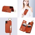 thumbnail image 5 of Allytech Wallet Case for iPhone XS/X, Card Holder & Zipper Pocket, Finger Grip Ring, Screen & Camera Protection, Luxury PU Leather Kickstand Double Buttons Flip Shockproof Case - Brown, 5 of 7