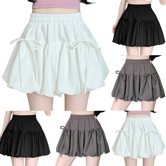 Dianli Skirt Skort Women's Bowknot Puffy A Line Short Skirt High Waist Ruffled Hem Tiered Pleated Mini Skirt Playful Flared Design Breathable Lightweight Summer Party Dance Beachwear