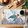 thumbnail image 2 of Turtle Coastal Placemats Set of 4, Summer Beach Ocean Shell Jellyfish Starfish Placemats for Dining Table, Place Mats for Kitchen Tabletop, Waterproof Wipeable Dining Table Mats Set, 2 of 9
