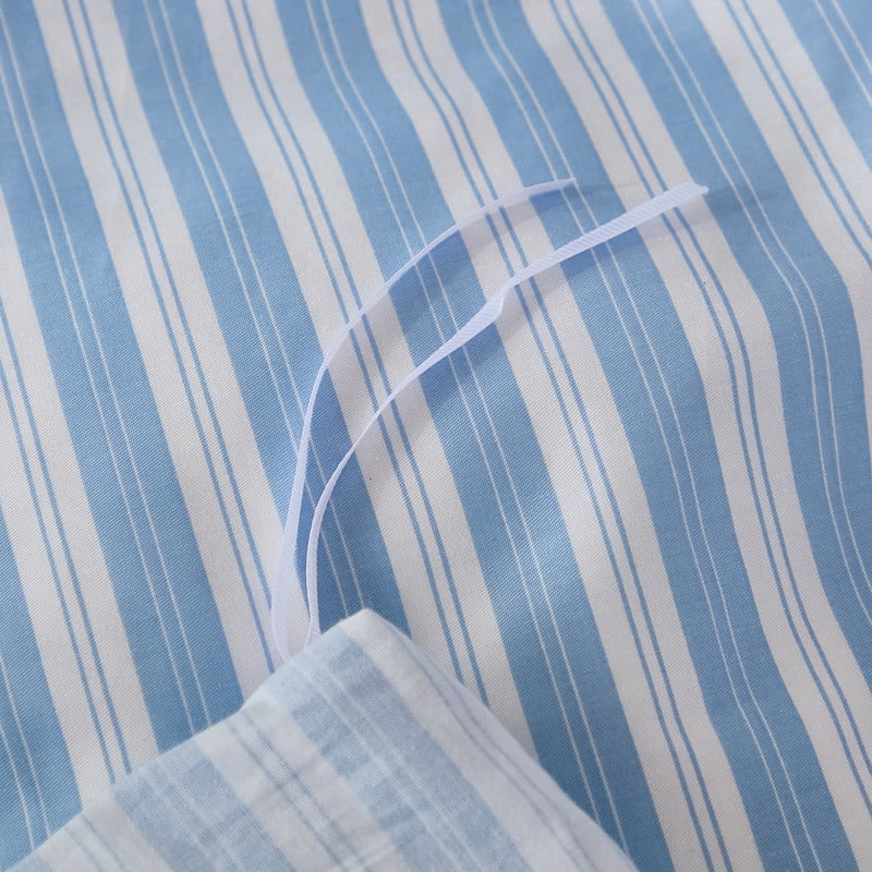 Blue and White Striped Duvet Cover Set Queen Size, 100% Cotton Duvet Cover Set with 2 Pillowcases, Soft and Breathable natural cotton bedding Set for All Seasons