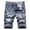 Blue, variant on Zipper Elastic Slim Casual Denim Shorts Play Wrap Ripped Men's Mid-length Pants