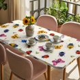 thumbnail image 3 of Cute Butterfly Dragonfly Table Cloths for 4 Foot Rectangle Tables, Farmhouse Botanical Floral Beige Patio Waterproof Elastic Fitted Tablecloths, Washable Rectangular Table Cover for Camping, 3 of 8
