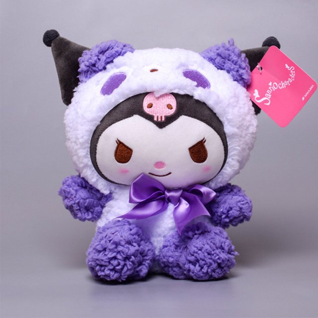 Kuromi peluches de peluche Kawaii, muñeco de peluche con lazo de princesa Kuromi, suave, dibujos animados de Anime Ragdoll Dol, decoración del hogar, regalo para niñas y niños qiuyongming unisex