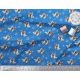 thumbnail image 2 of Soimoi Blue Rayon Fabric Bird,Paw & Cocker Spaniel Dog Printed Fabric 1 Yard 42 Inch Wide, 2 of 3