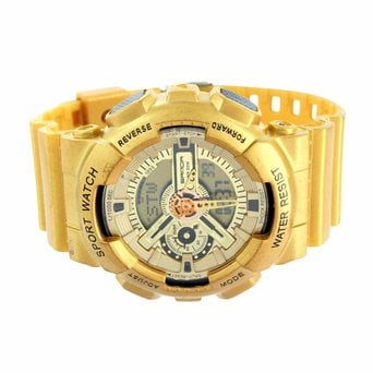 Shock Resistant Metallic Gold Watch Limited Edition Sporty Look Digital