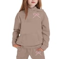 thumbnail image 3 of XIMIN Teen Girls 2 Piece Outfits Bow Print Cute Sweatsuit Hooded Long Sleeve Sweatshirt Joggers Sweatpants Activewear Pullover Trousers Trendy Set, 3 of 5