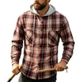 thumbnail image 3 of YODETEY Men’s Hooded Plaid Flannel Shirt Jacket, Midweight Casual Long Sleeve Plaid Shacket, Big and Tall ,Size M-4XL, 3 of 7