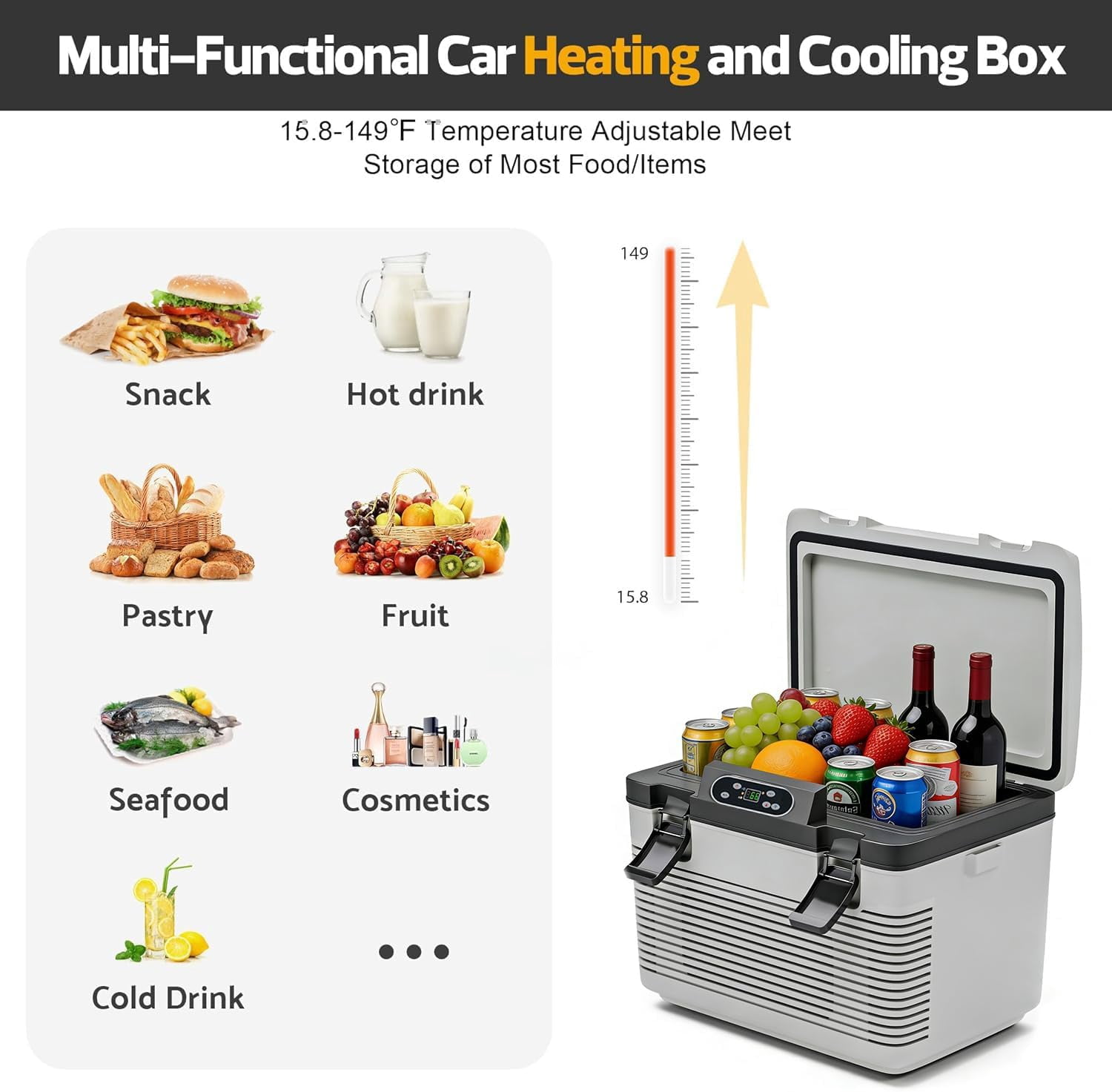 Advwin 21QT Electric Cooler, Portable 12V Car Refrigerator Plug-in Coolers for Camping, Travel, Grey