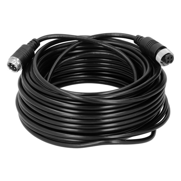 Cable de extensión de vídeo de PVC de 4 pines para cámara de coche, portátil, antiinterferencias, para monitor de camión, autobús (15 m/49,2 pies)