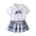 thumbnail image 3 of Odeerbi Camisa de Cuello de Marinero de Vestido Preppy de 2 Piezas de Niñas y Falda Plisada En Cuadro Uniforme Escolar Con Corbata, 3 of 8