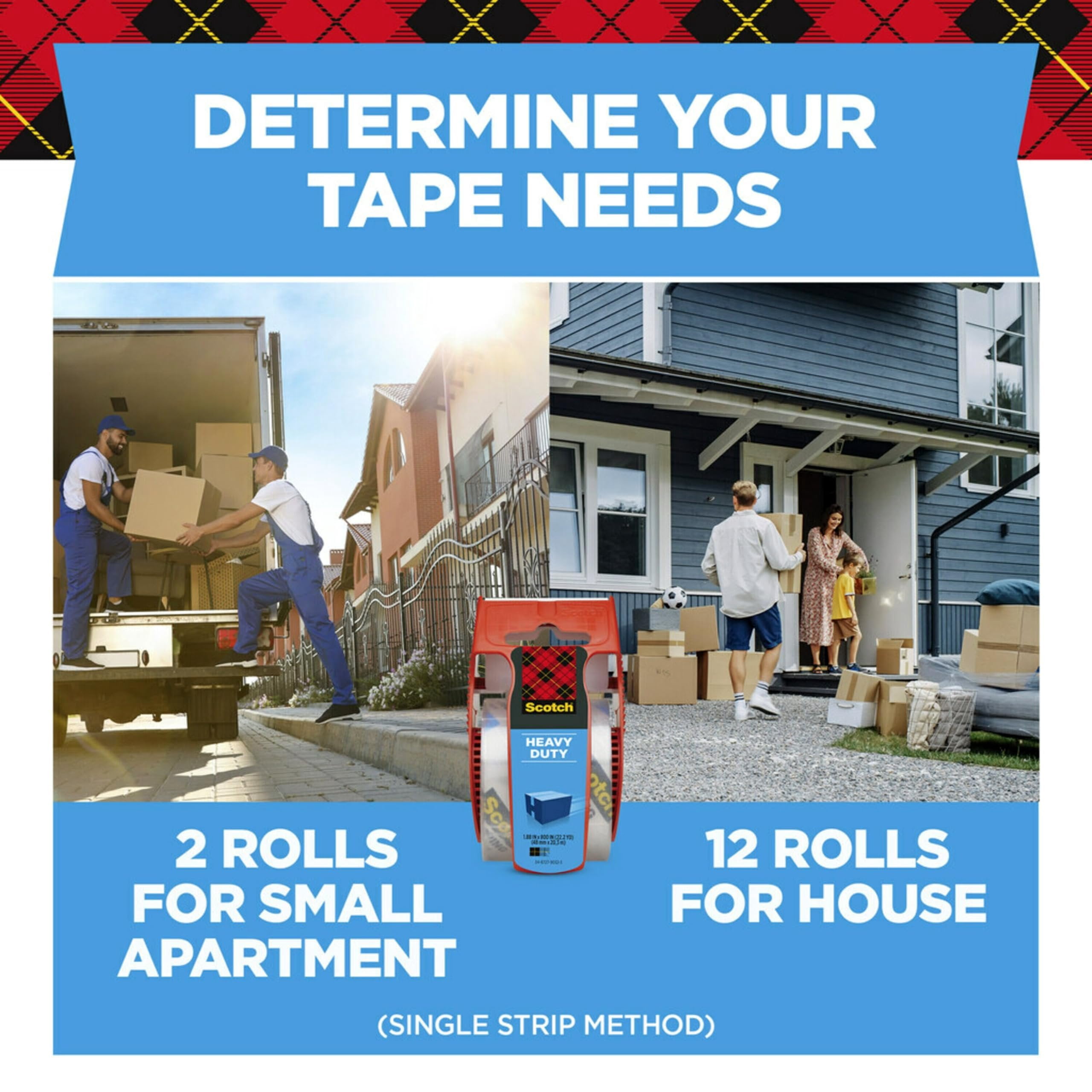 Scotch Heavy Duty Shipping Packaging Tape, 1.88 x 22.2 yd per Roll, 24 Rolls Clear, Strong Seal for Moving & Shipping Boxes