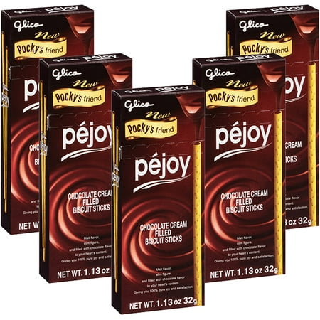 (3 Pack) Glico Pocky's Friend Pejoy Chocolate Cream Filled Biscuit Sticks, 1.13