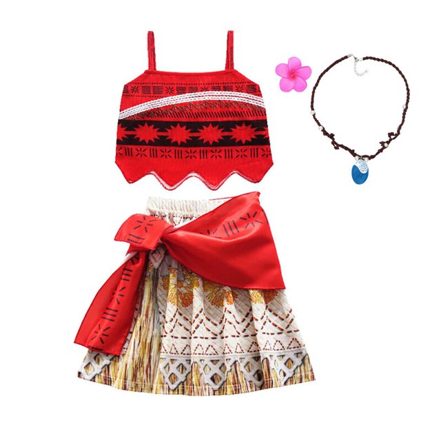Disney-disfraz de Moana para niña pequeña, traje de princesa para fiesta de Halloween, ropa de fantasía para 2, 3, 5, 6, 8 y 10 años Fivean unisex