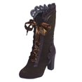 thumbnail image 3 of Oyedens High Heels Mid Calf Combat Boots for Women Ladies Vintage Gothic Lace Dress Pumps Short Boots, 3 of 6