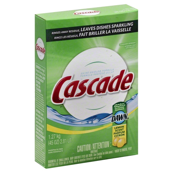 Cascade Plus Dawn Lemon Scent Powder Dishwasher Detergent 45 Oz