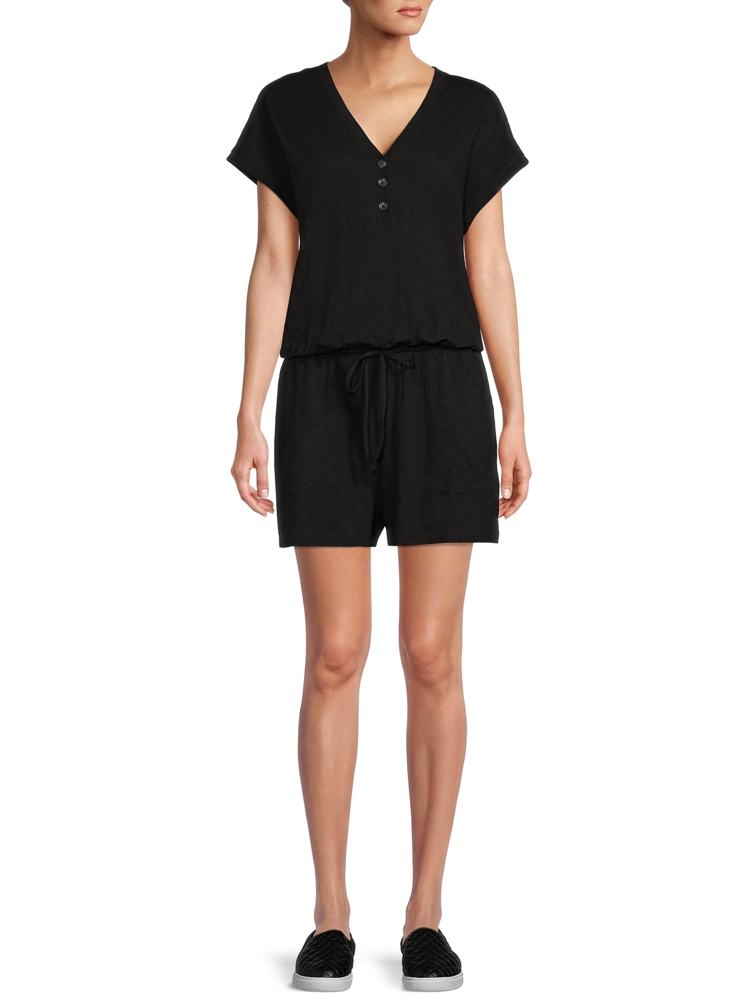 Time and Tru Women's V-Neck Printed Knit Dress