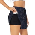 thumbnail image 2 of Disketp Navy Dark Blue Print Women's Shorts Workout Shorts for Athletic Gym Running Shorts with Phone Pockets X-Large, 2 of 8