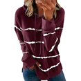 thumbnail image 6 of SDNall Hoodies for Women Fashion Casual Stripe Print Hooded Long Sleeve Loose T Shirt Tops Hoodie (Wine, Sizes S-XXXXL), 6 of 9