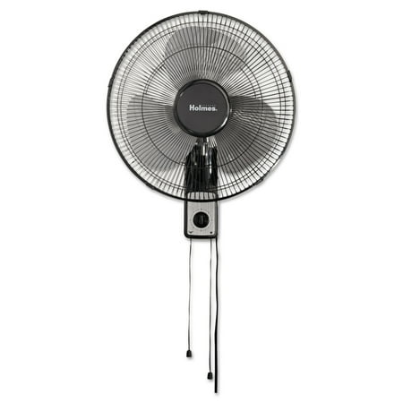 Holmes 16" Wall Mount Fan, 3-Speed, Metal, Black