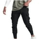 thumbnail image 1 of Pantalones largos para hombre, de color liso, elásticos, ajustados al tobillo, informales, deportivos, transpirables, para hombre, 1 of 3
