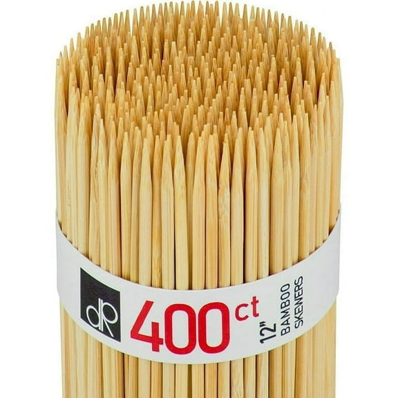 DecorRack 400 Natural Bamboo Wooden Skewer Sticks, Best For BBQ, Grilling, Kabob Skewers, 12 inch (Pack of 400)