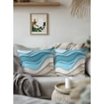 thumbnail image 3 of Outdoor Pillows Waterproof, Aqua Beige Ombre Bedding Throw Pillows with Insert for Couch Sofa Bed, Modern Abstract Moire Art Geometric 16x16 Inch Pillowcases Decorative Camping Patio Pillow Set of 1, 3 of 8