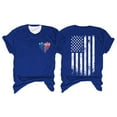 thumbnail image 2 of Hauts d'Été pour Femmes, Tenues de 4 Juillet 2024 Mode Féminine Col Rond Manches Courtes Jour de l'Indépendance Drapeau Américain Imprimé Liberté Familiale Haut Imprimé Bleu, 2 of 3