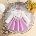 thumbnail image 2 of HAYIMI Girls Long Sleeve Bowknot Ribbed Dress Headbands Sets O-Neck Vacation Dresses, 2 of 4
