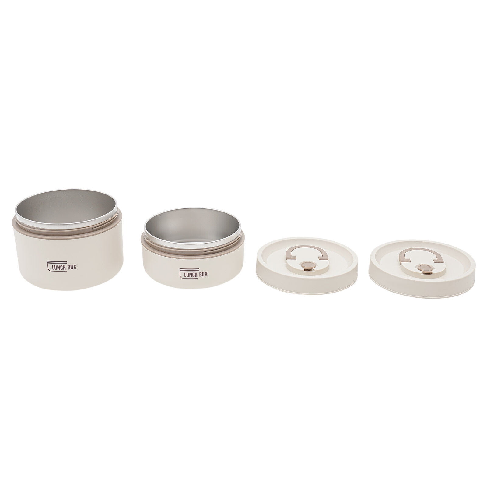 2PCS Round Lunch Box Portable Insulated Lunch Container Set Stainless Steel Bento Box