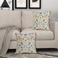 thumbnail image 2 of Brown Blue Green Floral Pillow Covers 20x20 Set of 2 Flower Flower Block Print Decorative Throw Pillowcases Outdoor Spring Summer Farmhouse Cushion Cases Decor for Home Couch Sofa Bed, 2 of 7
