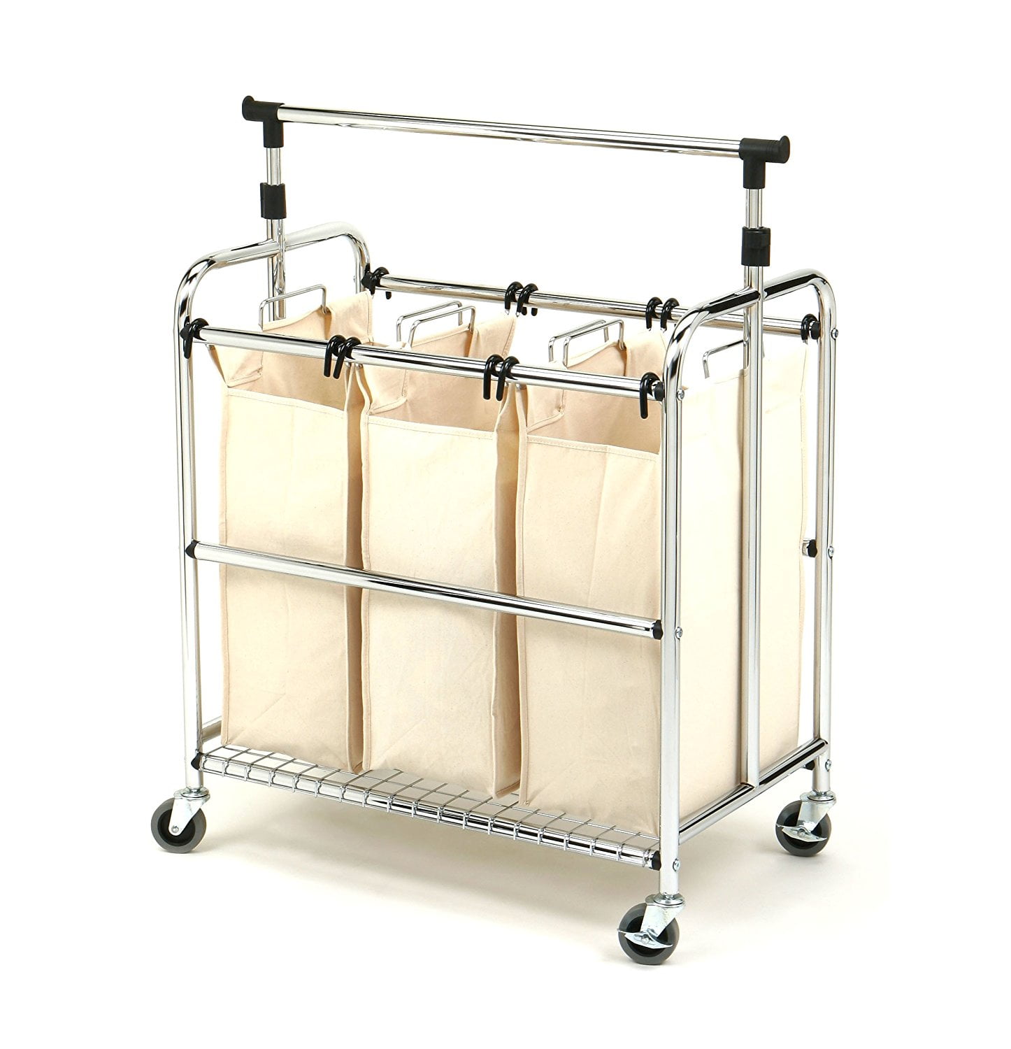 Mobile 3 Bag Reinforced Heavy Duty Laundry Hamper Sorter Cart W Mobile 3 Bag Reinforced Heavy Duty Laundry Hamper Sorter Cart W Clothes Rack Dimensions 30 75 Inch X 18 D 66 H By Seville Classics
