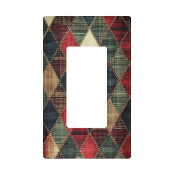 Yayeee Rocker Switch Wall Plate 1-Gang 4.6"x2.9" Home Decorative Outlet Cover, Dark Tartan Pattern