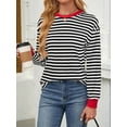 thumbnail image 4 of Womens Tunic Tops Long Sleeve Striped Shirts Crewneck Tops Black & Red XXL, 4 of 8