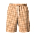 thumbnail image 4 of Delconic Men Gingham Plaid Quick Dry Casual Knee Length Shorts Elastic Drawstring Waist Side Pocket Loose Fit Short Pants For Summer Beach Daily Walking Outdoor Vacation Wear Orange L, 4 of 5