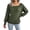 Dark Green, variant on Women's Cable Knit Sweater, Womens Fall Sweaters, Crew Neck Long Sleeve Button Detail Casual Pullover