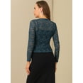 thumbnail image 3 of DARING DIVA Women's Ruffled Hem Floral Lace Crop Shrug Cardigan XL Dark Blue Grey, 3 of 5