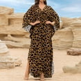 thumbnail image 4 of Women Kaftan Dresses Cover Ups Vintage Boho Printed Long Sleeve V Neck Beach Dress Lightweight Vacation Sheer Bathing Suits, 4 of 7