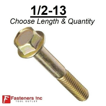 

1/2-13 Grade 8 Flange Frame Bolt Yellow Zinc Plated (All Sizes & Qty s) 1/2