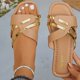 thumbnail image 5 of Negro Y Blanco Zapato Encajes Estilo Hebilla Metálica Crisscross Correa Sandalias, Zapato Negro Plano Encajes Inspirados Zapatos de Playa de Tamaño Mayor, 5 of 9