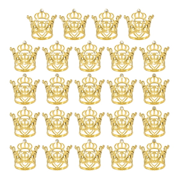 Unique Bargains Mini Crown Cake Toppers for Birthday Cake Decor Wedding Party Gold