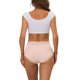 thumbnail image 3 of INSPIRAR CHIC Ropa interior de mujer de talle alto para el Día de la Madre, control de abdomen, cómoda, con encaje, bragas de canalé, color beige medio y rosa, 3 of 4