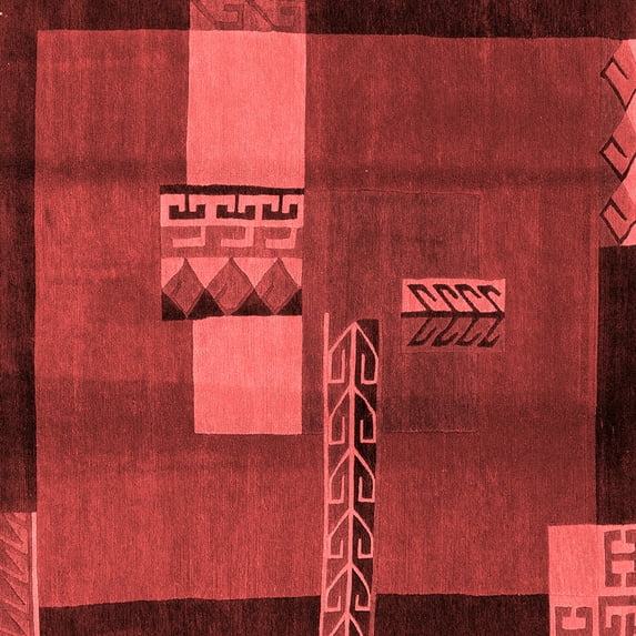 Ahgly Company Machine Washable Indoor Square Abstract Red Modern Area Rugs, 4' Square