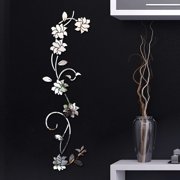 Fancy 3D Flower Mirror Wall Sticker for Bedroom Living Room Sofa Backdrop Tv Wall Background, 3D Removable Acrylic Wall Decor Decal Sticker for Home Decoration Silver