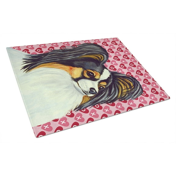 Caroline's Treasures Papillon Hearts Love and Valentine's Day Portrait Glass Cutting Board Large