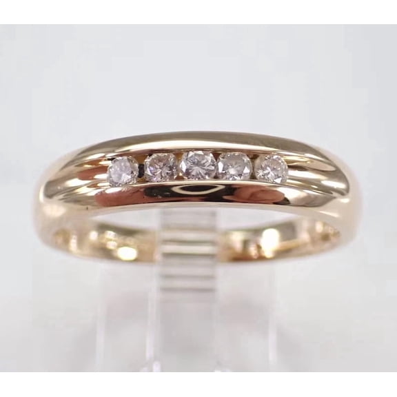 ORLOV DIAMONDS Cluster Moissanite Men's Wedding Band Ring 14K Yellow Gold Plated 1.50Ct Round Cut