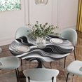 thumbnail image 5 of Abstract Waves Round Tablecloth for 55-60 Inch Tables,Fitted Table Cover with Elastic Edge,Black Grey Modern Geometric Striped Waterproof Outdoor Table Cloth Protector for Patio Garden Dinner Picnic, 5 of 9