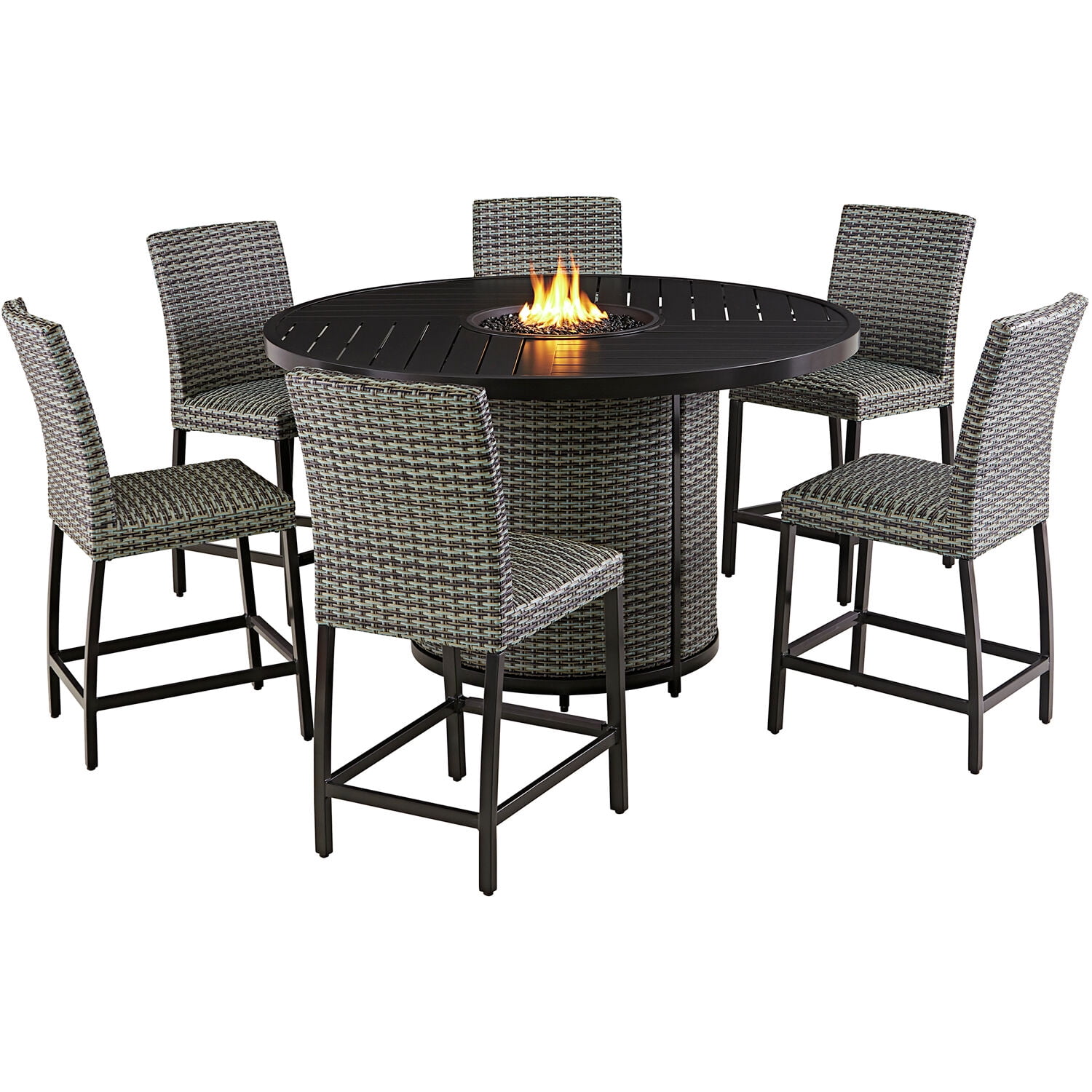 Agio Weston 7Piece Premium Outdoor High Dining Fire Pit Set, 6