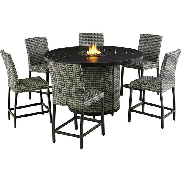 Agio Weston 7 Piece Premium Outdoor, Outdoor High Top Table With Fire Pit